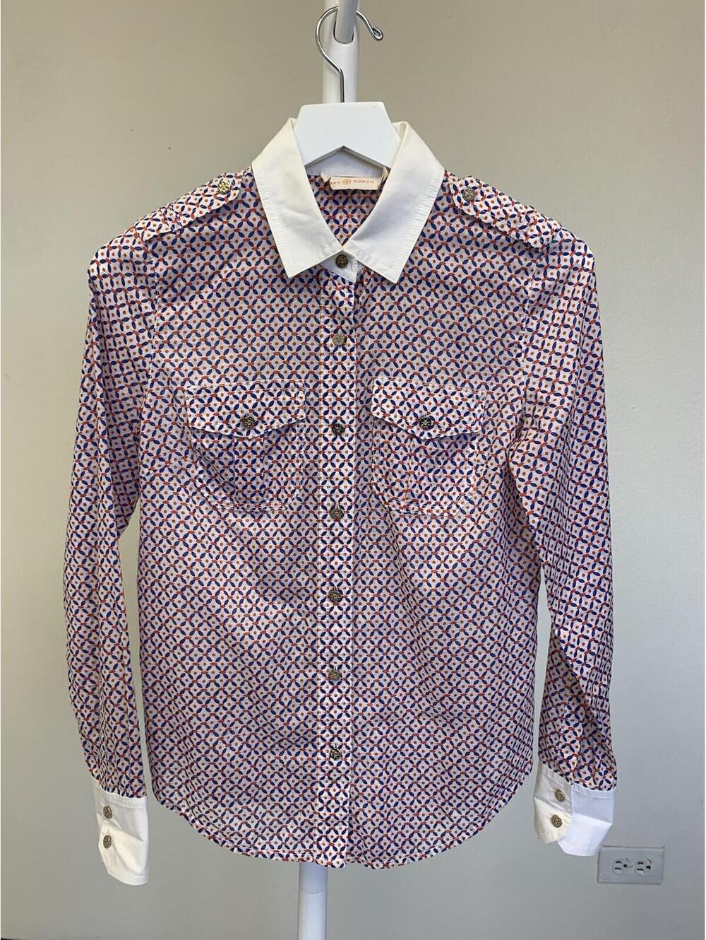 Tory Burch Women Long Sleeve Shirt Blouse Sz 0 Or Xs